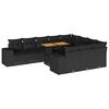 vidaXL Set sof&aacute;s jard&iacute;n y cojines 10 pzas rat&aacute;n sint&eacute;tico acacia negro