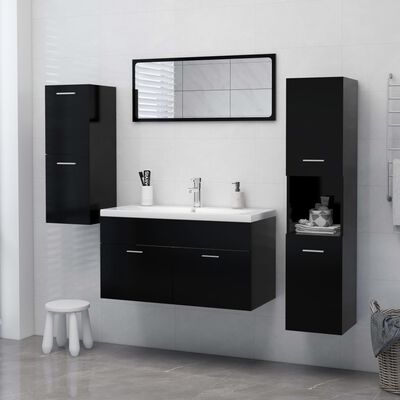 vidaXL Armario de baño madera contrachapada negro 30x30x130 cm