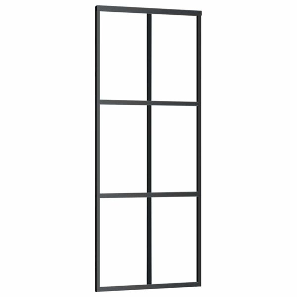 vidaXL Puerta corredera ESG vidrio y aluminio negra 76x205 cm