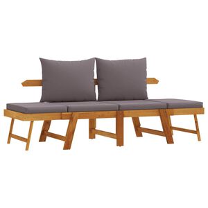 vidaXL Banco de jard&iacute;n con cojines 2 en 1 madera maciza de acacia