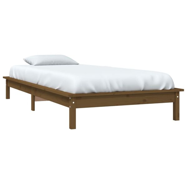 vidaXL Estructura de cama madera maciza pino marr&oacute;n miel 90x200 cm