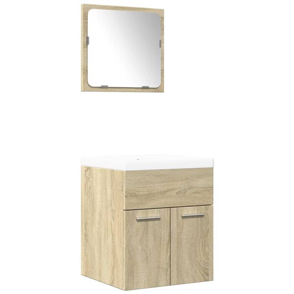 vidaXL Set de muebles de ba&ntilde;o 3 pzas madera contrachapada roble Sonoma