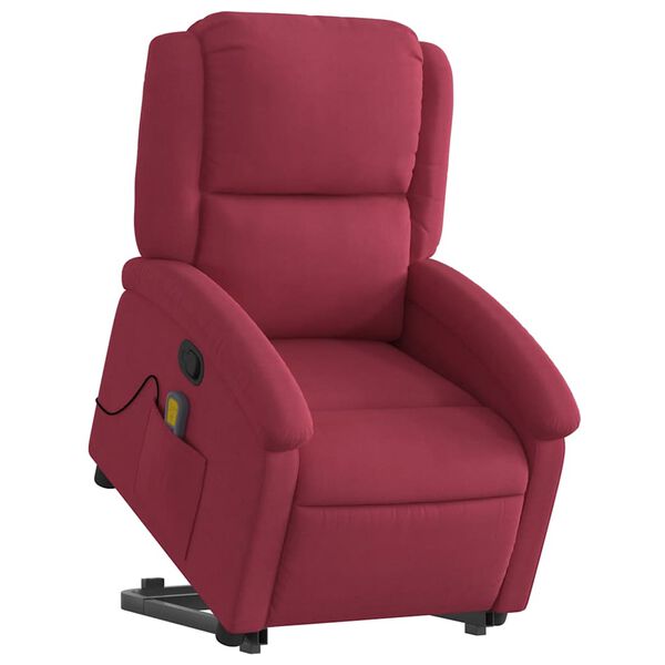 vidaXL Sill&oacute;n reclinable de masaje elevable terciopelo rojo tinto