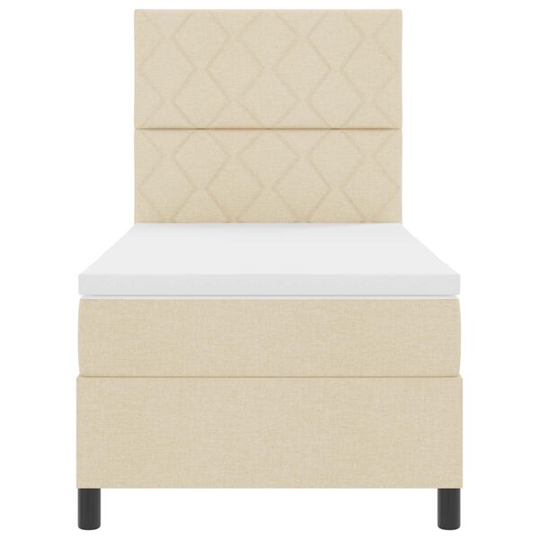 vidaXL Cama tipo Box Spring con colch&oacute;n Crema 100 x 200 cm tela
