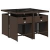 vidaXL Set comedor de jard&iacute;n 5 piezas y cojines rat&aacute;n sint&eacute;tico marr&oacute;n
