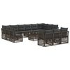 vidaXL Conjunto de sof&aacute;s de jard&iacute;n 14 uds. Gris rat&aacute;n sint&eacute;tico