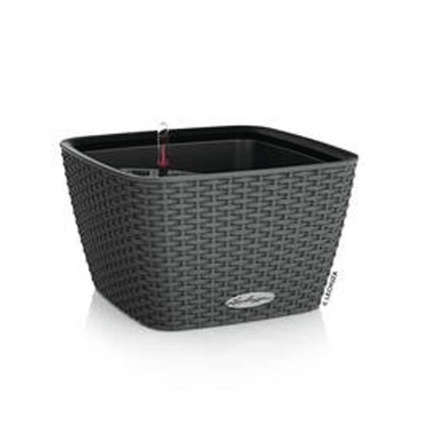 LECHUZA Jardinera BACINO Cottage ALL-IN-ONE negro grafito 30x30 cm