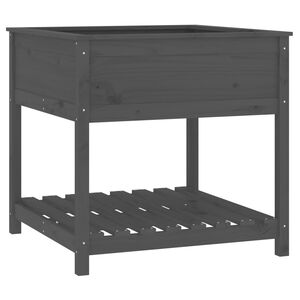 vidaXL Jardinera con estante madera maciza pino gris 82,5x82,5x81 cm