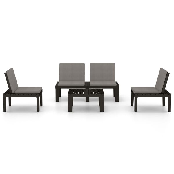 vidaXL Set de muebles de jard&iacute;n 4 piezas con cojines pl&aacute;stico gris