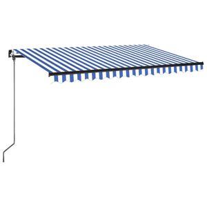 vidaXL Toldo manual 4 x 3,5 m Rayas Azul y Blanca 100% Poli&eacute;ster