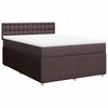 vidaXL Cama box spring con colch&oacute;n tela marr&oacute;n oscuro 140x190 cm