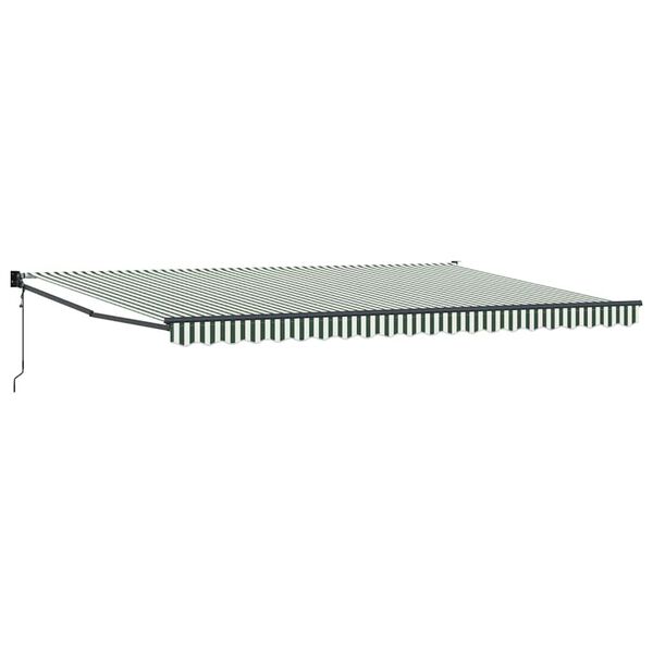 vidaXL Toldo Retr&aacute;ctil Verde y blanco 500 x 300 cm Poli&eacute;ster, Metal