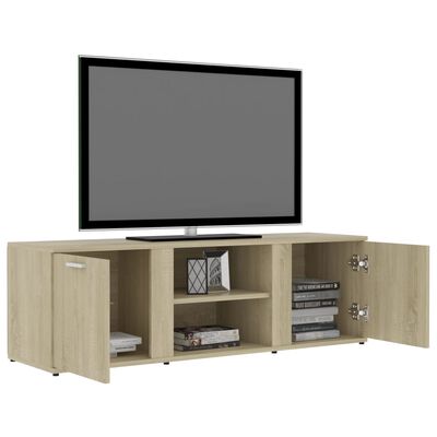 vidaXL Mueble de TV madera contrachapada color roble 120x34x37 cm