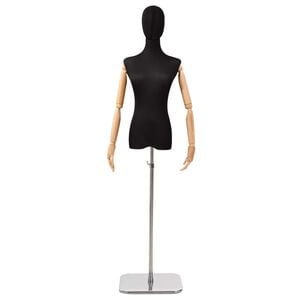 vidaXL Maniqu&iacute; ajustable de 165-213 cm con base Femenino PP Negro