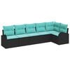 vidaXL Conjunto de sof&aacute;s de jard&iacute;n con coj&iacute;n 6 pcs Negro y Turquesa