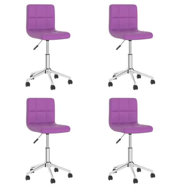vidaXL Sillas de comedor giratorias 4 unidades cuero sint&eacute;tico morado