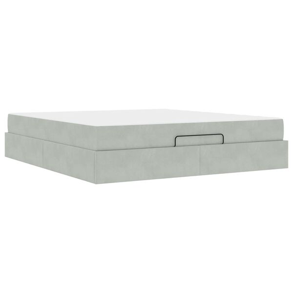 vidaXL Estructura de cama con colch&oacute;n 2 pcs Gris claro Terciopelo