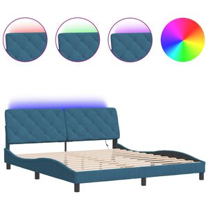 vidaXL Estructura de cama con LED sin colch&oacute;n terciopelo azul 180x200 cm