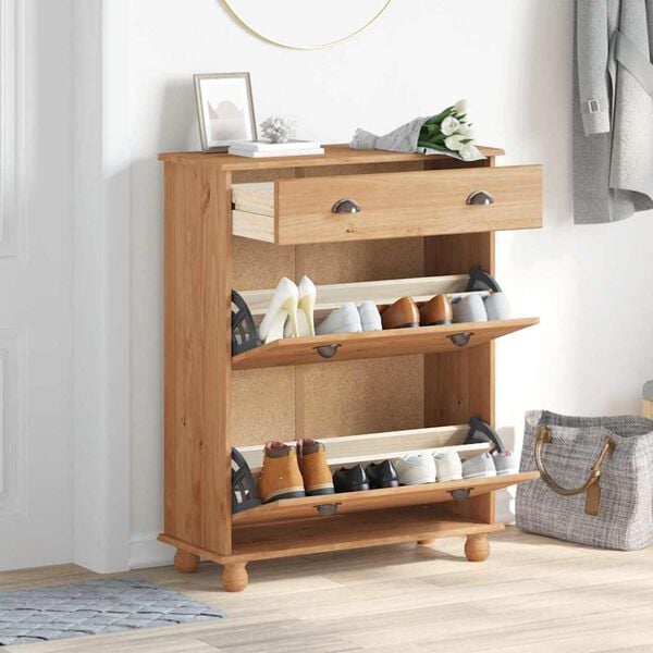 vidaXL Armario Zapatero con caj&oacute;n ASKIM Marr&oacute;n 85 x 35 x 108 cm