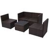 vidaXL Set muebles de jardín 5 piezas y cojines ratán sintético marrón