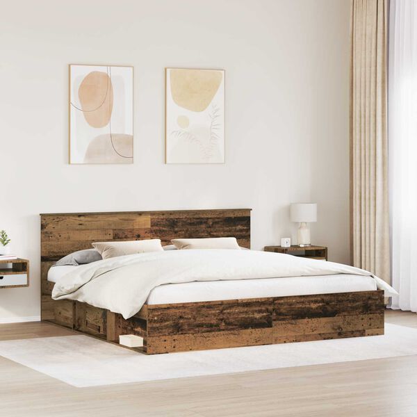 vidaXL Estructura de cama con cabecera Madera vieja 200 x 200 cm