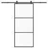 vidaXL Puerta corredera con set herrajes vidrio ESG aluminio 90x205 cm