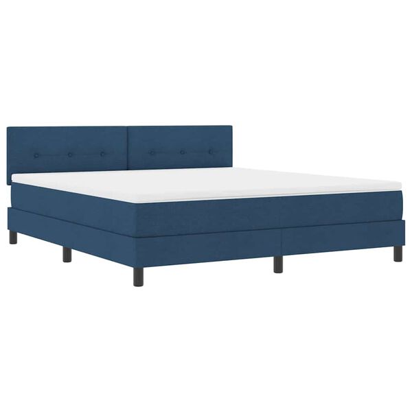 vidaXL Cama tipo Box Spring con cabecera Manual Azul 180 x 200 cm tela
