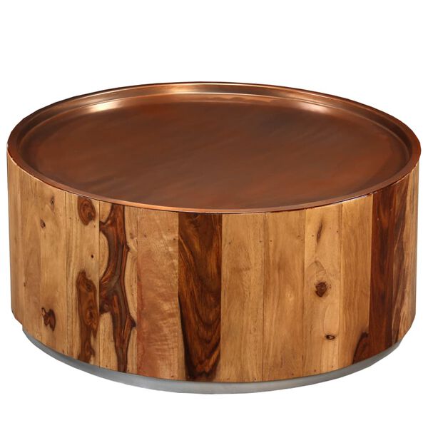 vidaXL Mesa de centro de madera maciza de acacia y acero 68 cm
