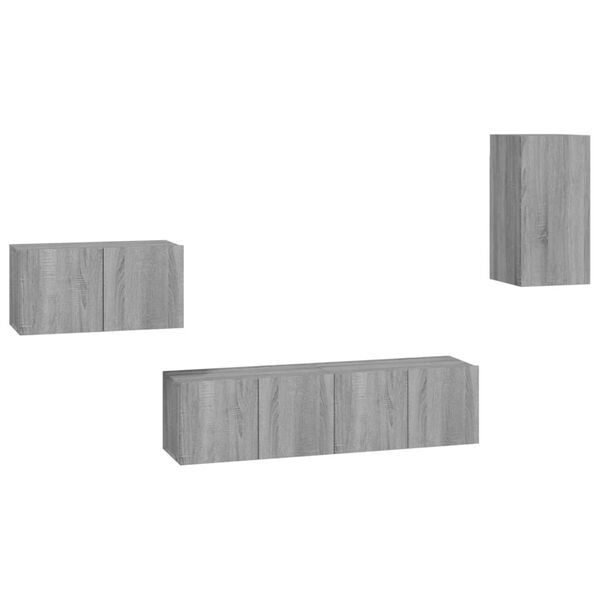 vidaXL Set de muebles para TV 4 pzas madera contrachapada gris Sonoma