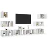 vidaXL Set de mueble para TV de 8 piezas madera contrachapada blanco