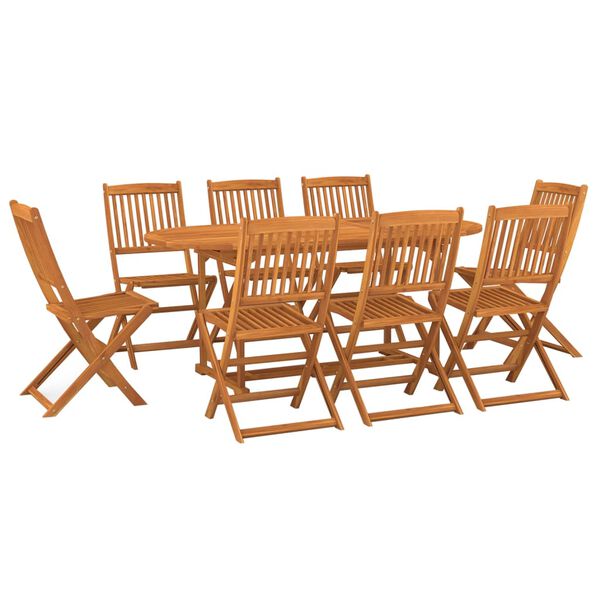 vidaXL Juego comedor de jard&iacute;n 9 pzas madera maciza acacia 180x90x75cm