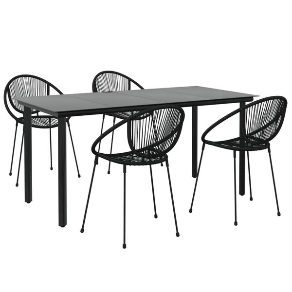 vidaXL Juego de comedor de jard&iacute;n 5 piezas rat&aacute;n PVC negro