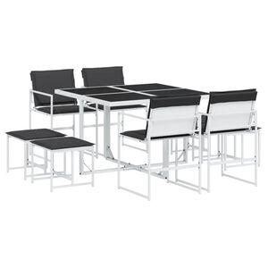vidaXL Juego de comedor de jard&iacute;n 9 pzas con cojines textilene blanco