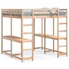 vidaXL Cama alta con escritorio y escalera madera maciza 180x200 cm