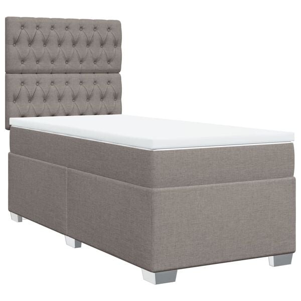 vidaXL Cama box spring con colch&oacute;n tela gris taupe 100x200 cm