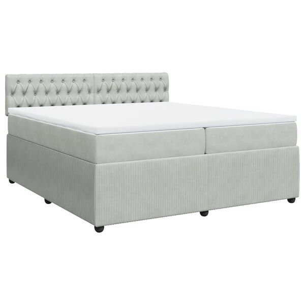 vidaXL Cama box spring con colchón terciopelo gris claro 200x200 cm