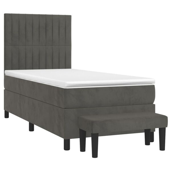 vidaXL Cama box spring con colch&oacute;n terciopelo gris oscuro 90x200 cm