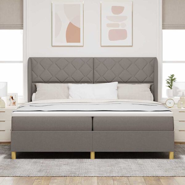 vidaXL Cama con Somier y Colch&oacute;n Gris Oscuro 90x190 cm de Tela Taup&eacute;