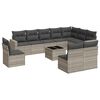 vidaXL Set de sof&aacute;s de jard&iacute;n 11 pzas y cojines rat&aacute;n sint&eacute;tico gris