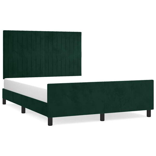vidaXL Estructura cama sin colch&oacute;n terciopelo verde oscuro 140x200 cm