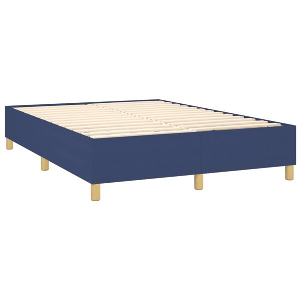 vidaXL Cama box spring con colch&oacute;n tela azul 140x190 cm