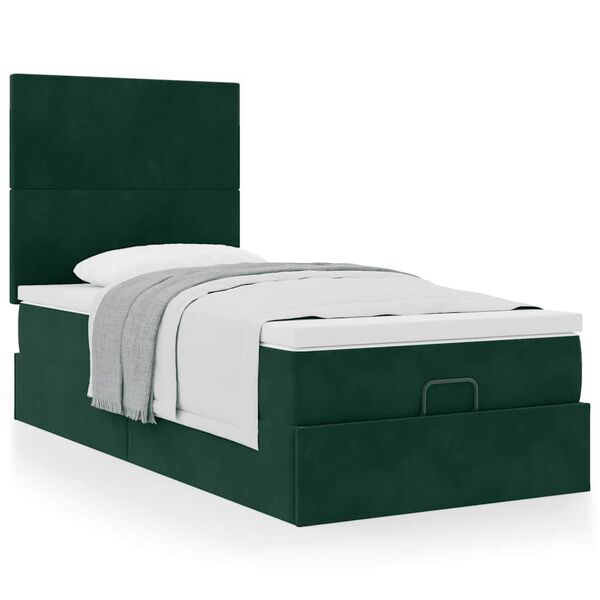 vidaXL Estructura de cama otomana colchones terciopelo verde oscuro