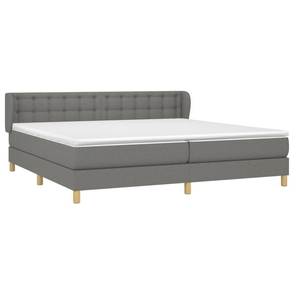vidaXL Cama box spring con colch&oacute;n tela gris oscuro 200x200 cm