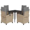 vidaXL Set comedor de jard&iacute;n 5 pzas con cojines rat&aacute;n sint&eacute;tico beige