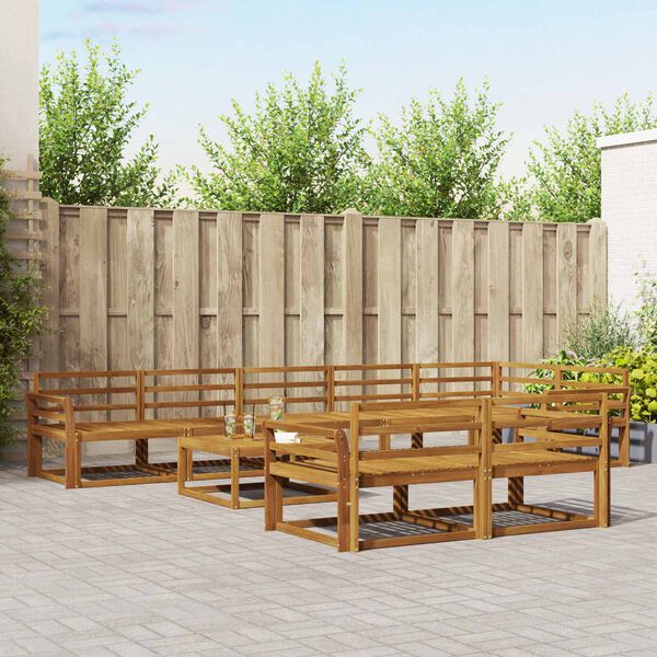 vidaXL Conjunto de sof&aacute;s de exterior 9 pcs Natural