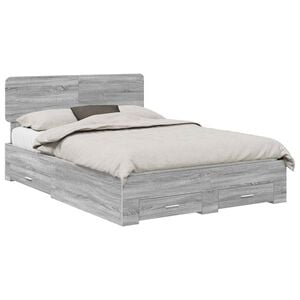 vidaXL Estructura de cama con cabecera Gris Sonoma 140 x 190 cm