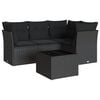 vidaXL Set de muebles de jard&iacute;n 5 pzas y cojines rat&aacute;n sint&eacute;tico negro