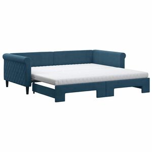 vidaXL Sof&aacute; cama nido con colch&oacute;n terciopelo azul 100x200 cm