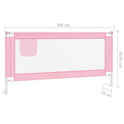 vidaXL Barandilla de seguridad cama de niño rosa tela 180x25 cm