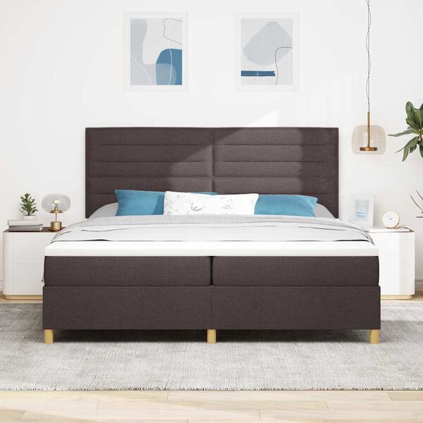 vidaXL Cama tipo Box Spring Marr&oacute;n Oscuro 200 x 200 cm tela